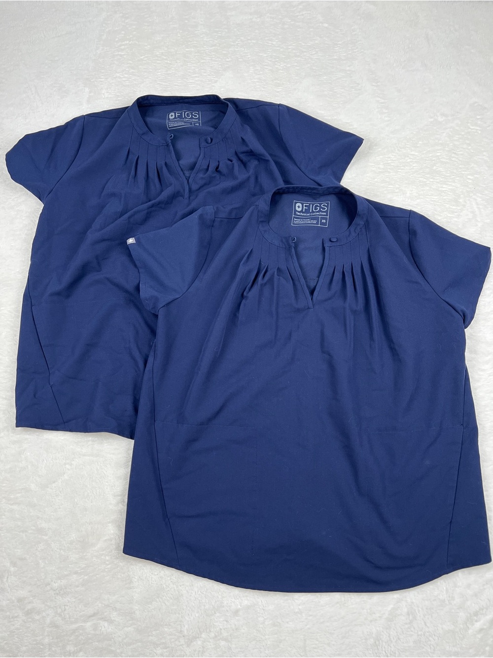 FIGS Maternity Scrub Tops Navy Blue Ruched Medical Uniform XS Bundle